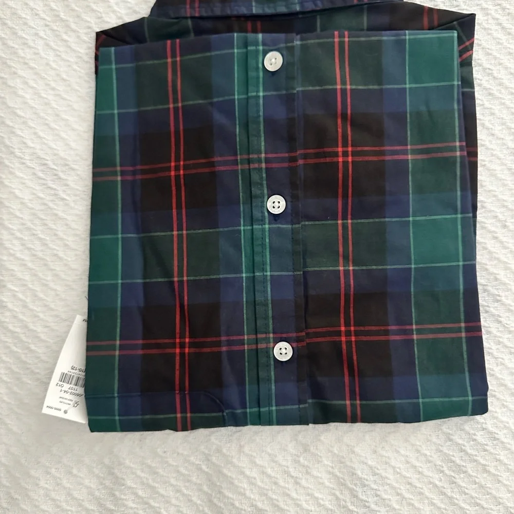 Boys Green Plaid, Long Sleeve Shirt Sz L (10-12) NWT
